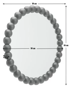 Habitat Beaded Round Wall Mirror - Black - 50x50cm -Habitat 1182642 R E001