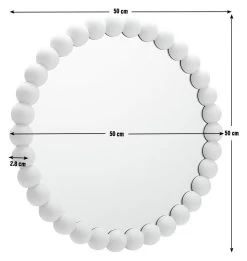 Habitat Beaded Round Wall Mirror - White - 50x50cm -Habitat 1182941 R E001