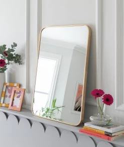 Habitat Brushed Rectangular Wall Mirror - Gold - 50x70cm -Habitat 1184066 R Z001C