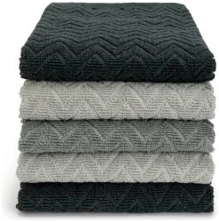 Habitat Zig Zag Terry Pack Of 5 Tea Towels -Habitat 1185182 R Z002A