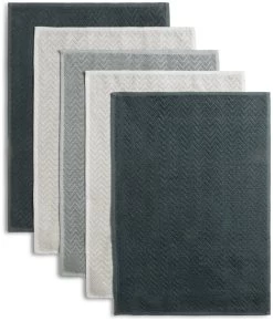 Habitat Zig Zag Terry Pack Of 5 Tea Towels -Habitat 1185182 R Z004A