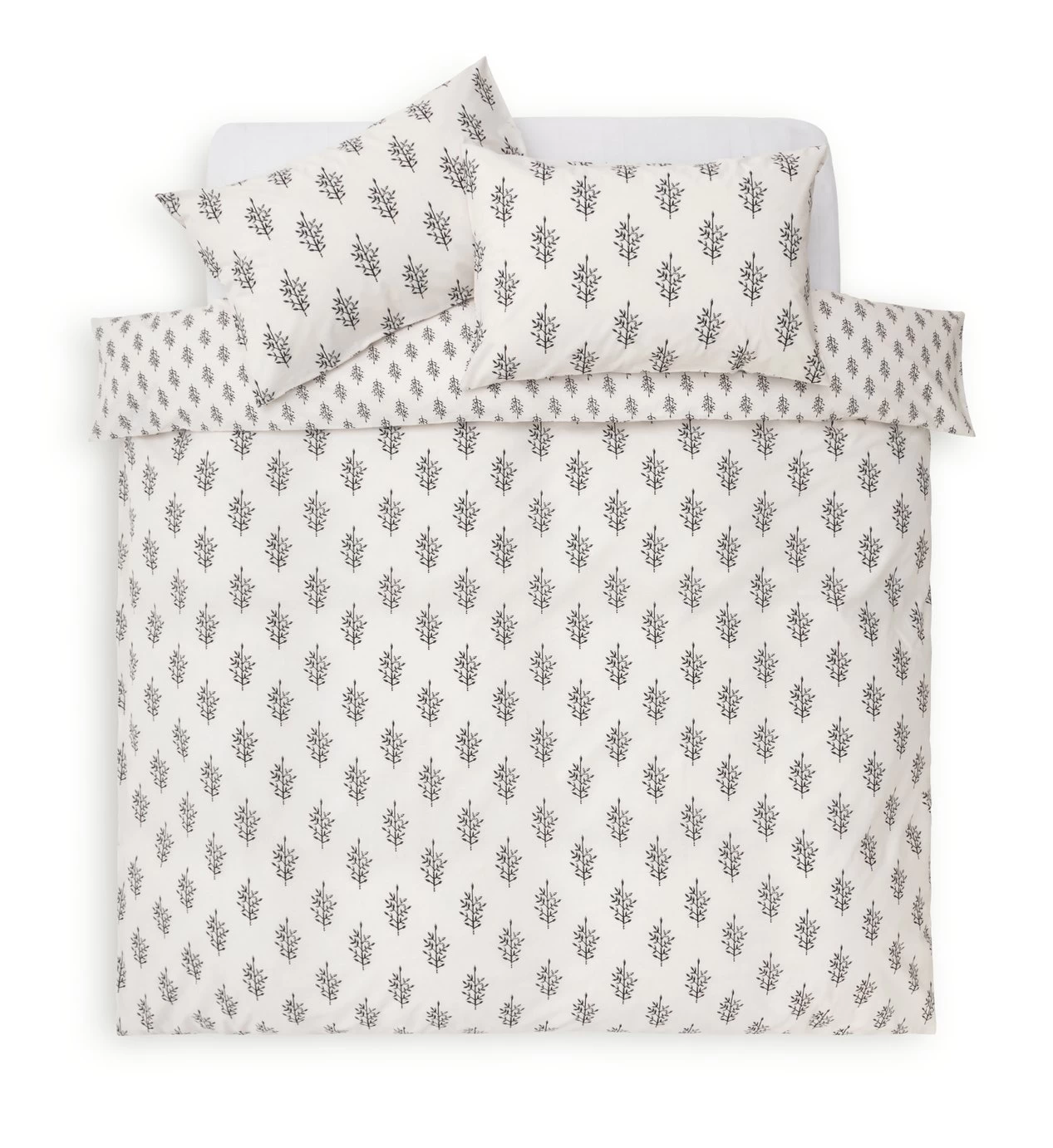 Habitat Woodblock Leaf White Bedding Set - Single 5 Habitat Woodblock Leaf White Bedding Set - Single - Image 3