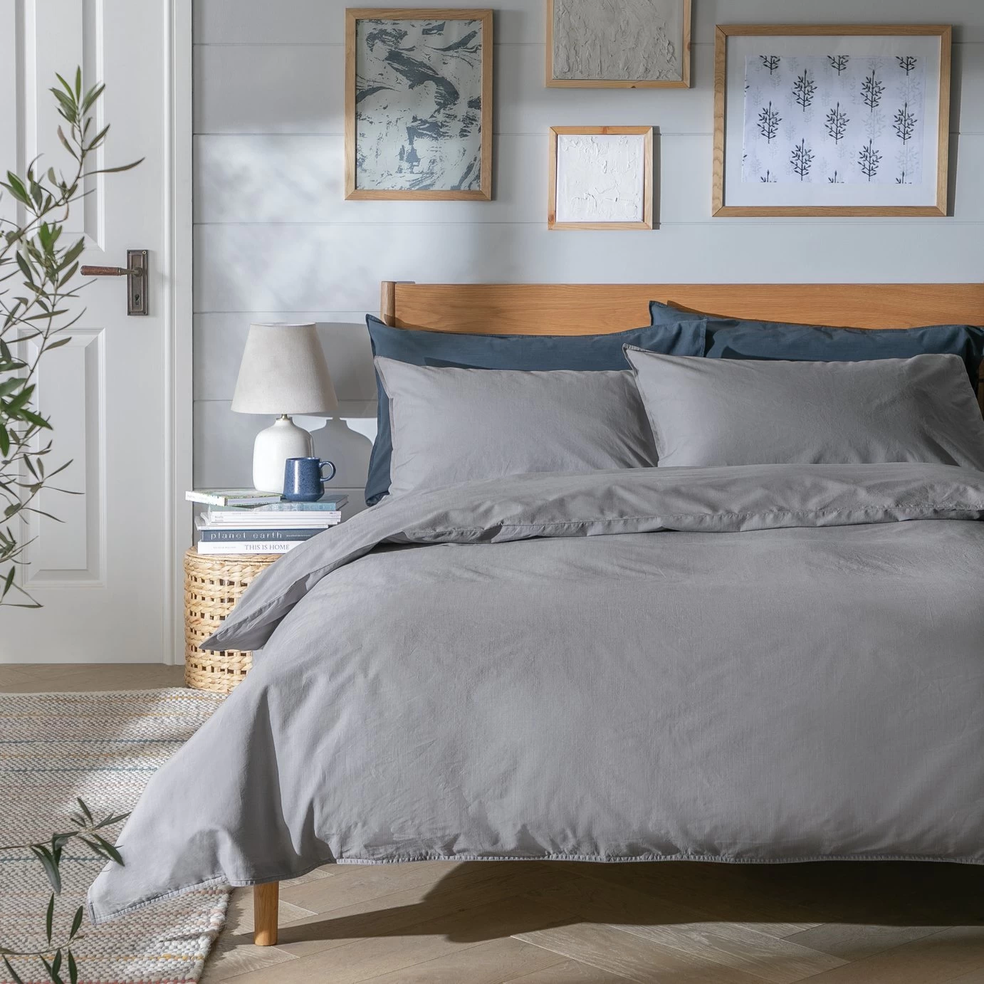 Habitat Cotton 180TC Linen Look Grey Bedding Set - Single 3 Habitat Cotton 180TC Linen Look Grey Bedding Set - Single