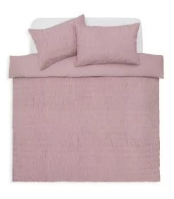 Habitat Seersucker Wide Stripe Lilac Bedding Set - Double -Habitat 1233371 R Z002A