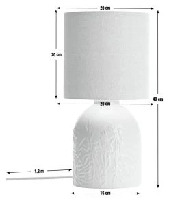 Habitat Embossed Floral Ceramic Table Lamp - Off White -Habitat 1233656 R E001