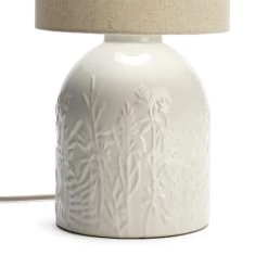Habitat Embossed Floral Ceramic Table Lamp - Off White -Habitat 1233656 R Z003A