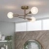 Habitat Globe Ribbed Metal Bathroom Ceiling Light - Brass -Habitat 1233711 R Z001A