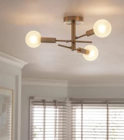 Habitat Globe Ribbed Metal Bathroom Ceiling Light - Brass -Habitat 1233711 R Z002C