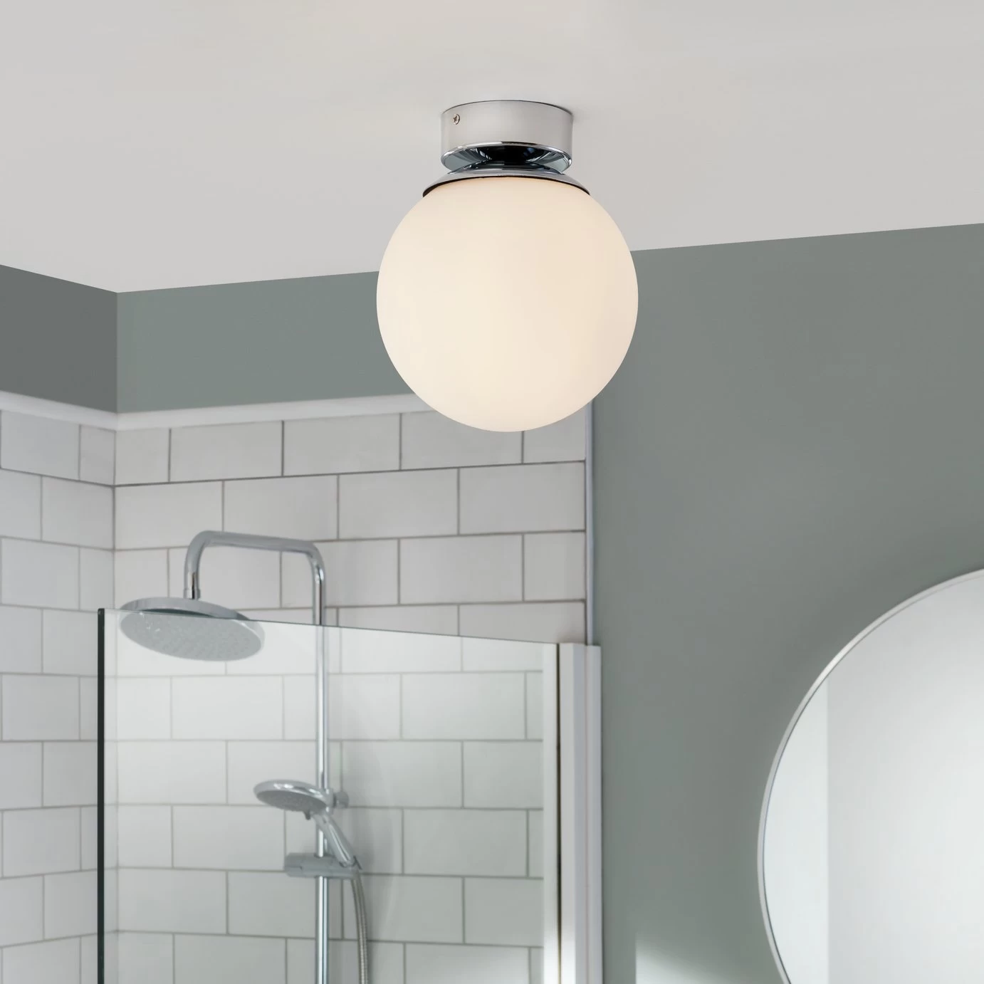 Habitat Opal Glass Bathroom Flush Ceiling Light - White 3 Habitat Opal Glass Bathroom Flush Ceiling Light - White
