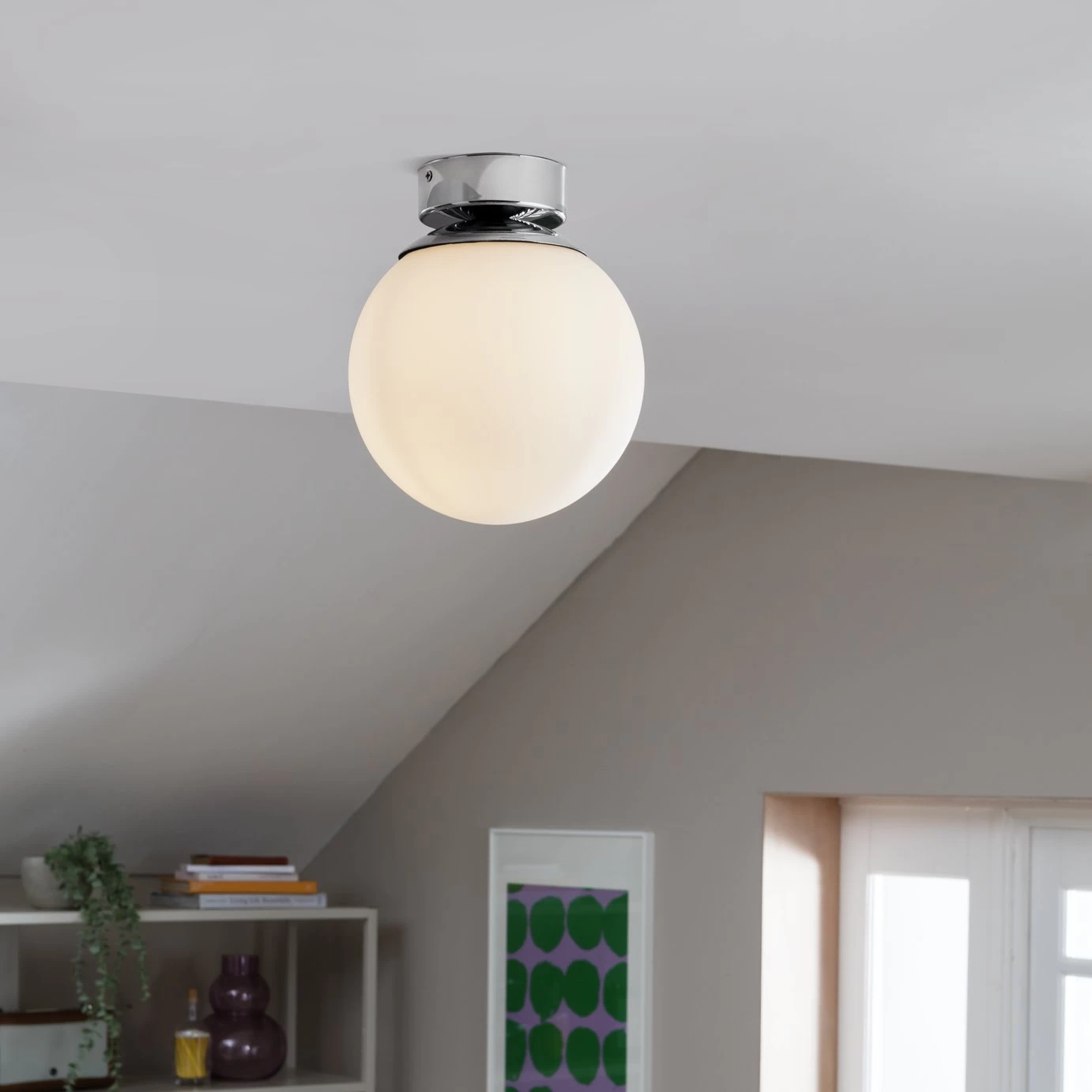 Habitat Opal Glass Bathroom Flush Ceiling Light - White 8 Habitat Opal Glass Bathroom Flush Ceiling Light - White - Image 6
