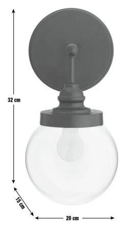 Habitat Globe Metal Bathroom Wall Light - Black -Habitat 1233773 R E001
