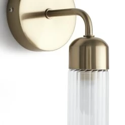 Habitat Ribbed Metal Bathroom Wall Light - Gold -Habitat 1233814 R Z002A