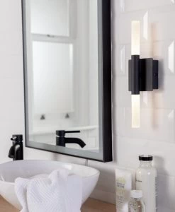 Habitat Metal 2 Light LED Bathroom Wall Light - Black -Habitat 1233876 R Z002C