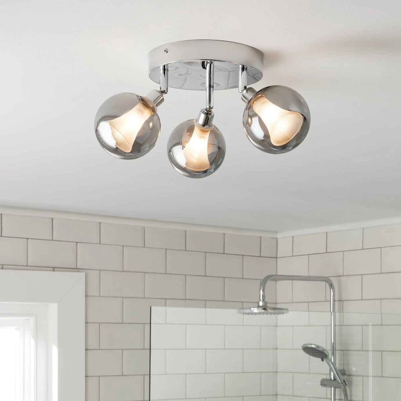 Habitat Globe Metal Bathroom Flush To Ceiling Light - Silver 3 Habitat Globe Metal Bathroom Flush To Ceiling Light - Silver