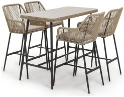 Habitat Malta 4 Seater Rattan Effect Garden Bar Set -Natural -Habitat 1242245 R Z002A