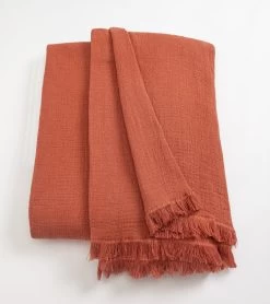Habitat Cotton Plain Textured Throw - Terracotta - 150x200cm