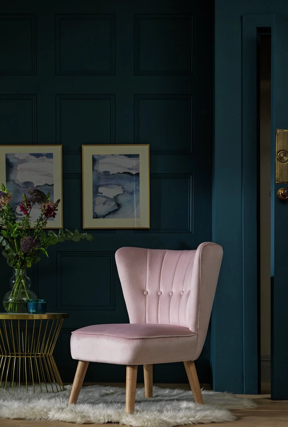 Habitat Alexis Velvet Cocktail Chair - Navy 4 Habitat Alexis Velvet Cocktail Chair - Navy - Image 2