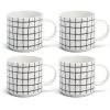 Habitat Grid Set Of 4 Mugs - White -Habitat 1402944 R Z001A