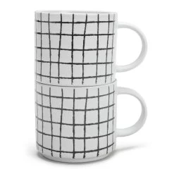 Habitat Grid Set Of 4 Mugs - White -Habitat 1402944 R Z002A