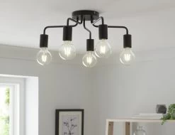 Habitat Rayner Steel 5 Light LED Flush Ceiling Light - Black -Habitat 1518261 R Z002C