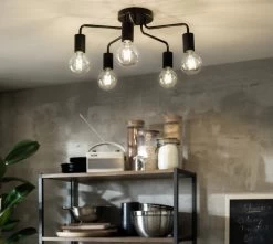 Habitat Rayner Steel 5 Light LED Flush Ceiling Light - Black -Habitat 1518261 R Z003C