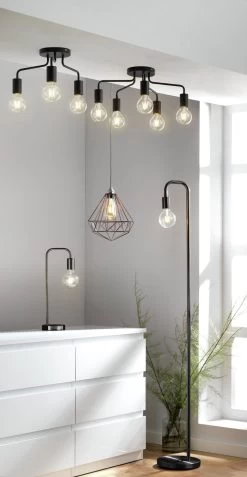 Habitat Rayner Steel 5 Light LED Flush Ceiling Light - Black -Habitat 1518261 R Z010C