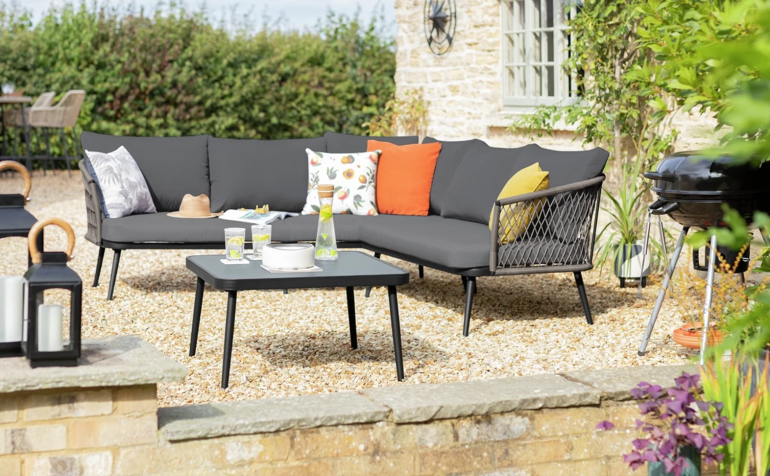 Habitat Habtat Somerset 5 Seater Metal Garden Corner Sofa Set - Grey 4 Habitat Habtat Somerset 5 Seater Metal Garden Corner Sofa Set - Grey - Image 2