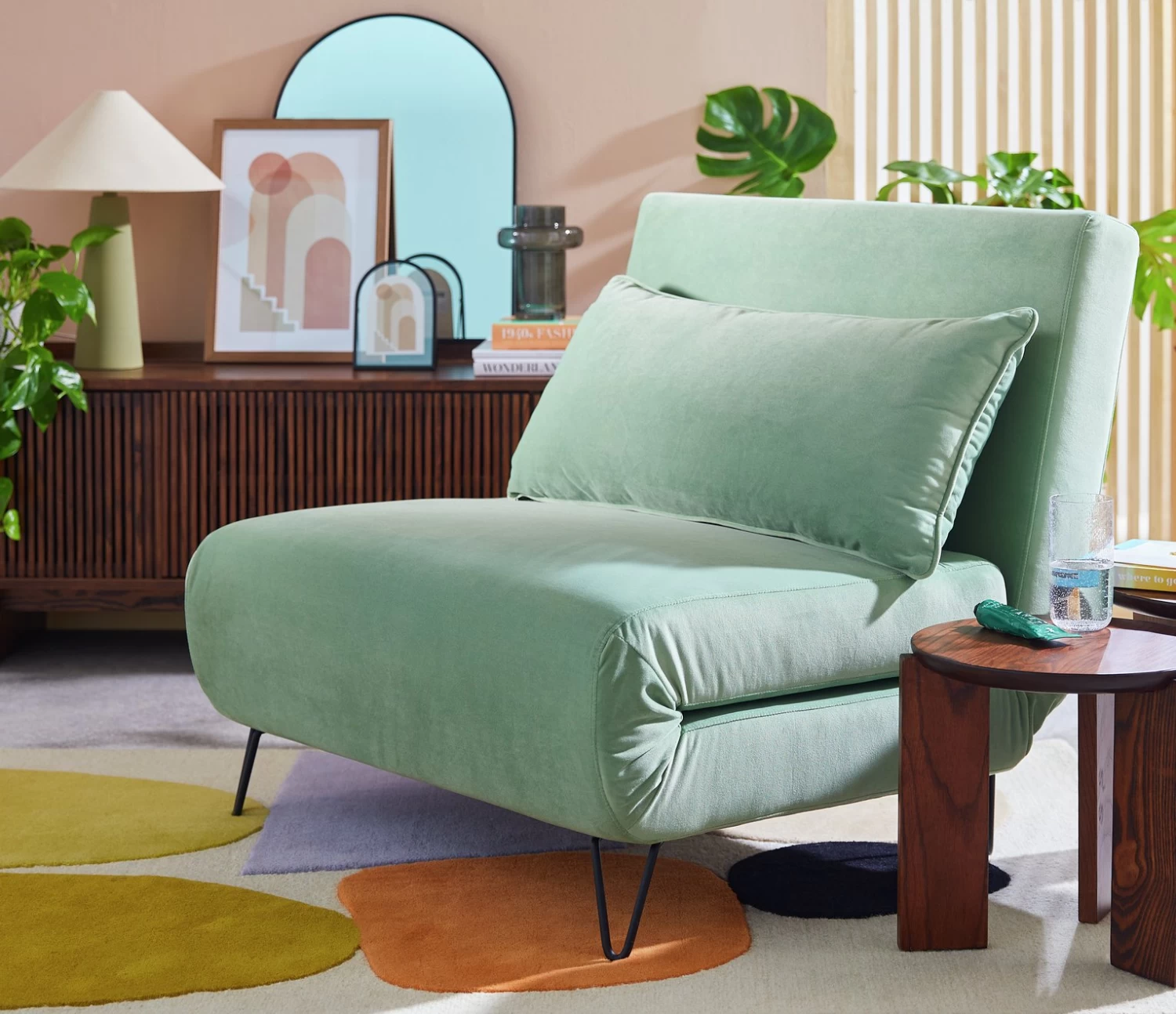 Habitat Roni Single Velvet Chairbed - Mint Green 11 Habitat Roni Single Velvet Chairbed - Mint Green - Image 9
