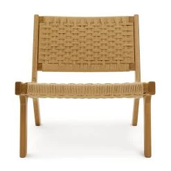 Habitat Faro Woven Paper Rope And Oak Accent Chair - Natural -Habitat 1950991 R Z001A