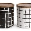 Habitat Grid Pack Of 2 Ceramic Canister - Black And White -Habitat 1975402 R Z001A