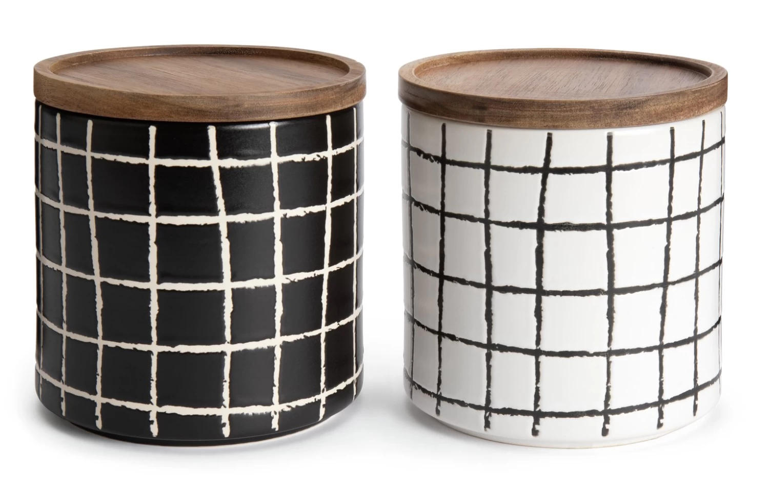 Habitat Grid Pack Of 2 Ceramic Canister - Black And White 3 Habitat Grid Pack Of 2 Ceramic Canister - Black And White