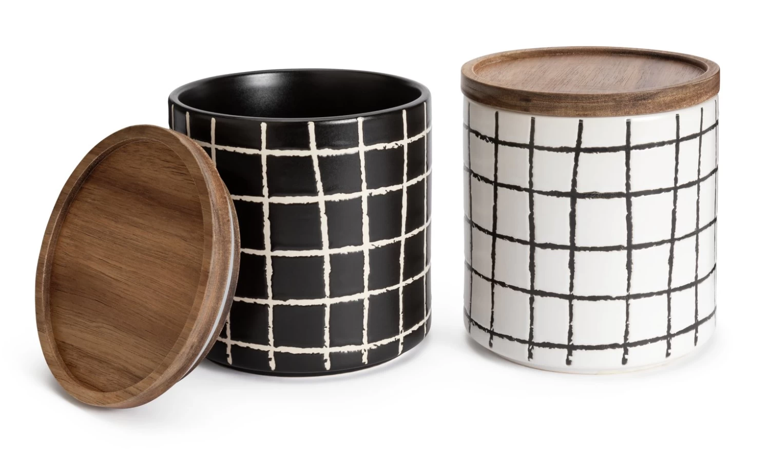 Habitat Grid Pack Of 2 Ceramic Canister - Black And White 5 Habitat Grid Pack Of 2 Ceramic Canister - Black And White - Image 3