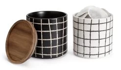 Habitat Grid Pack Of 2 Ceramic Canister - Black And White 9 Habitat Grid Pack Of 2 Ceramic Canister - Black And White -Habitat 1975402 R Z004A