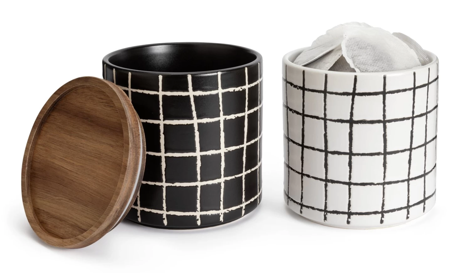 Habitat Grid Pack Of 2 Ceramic Canister - Black And White 6 Habitat Grid Pack Of 2 Ceramic Canister - Black And White - Image 4