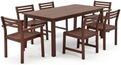 Habitat Amalfi 6 Seater Wooden Patio Set - Brown -Habitat 1993501 R Z002A