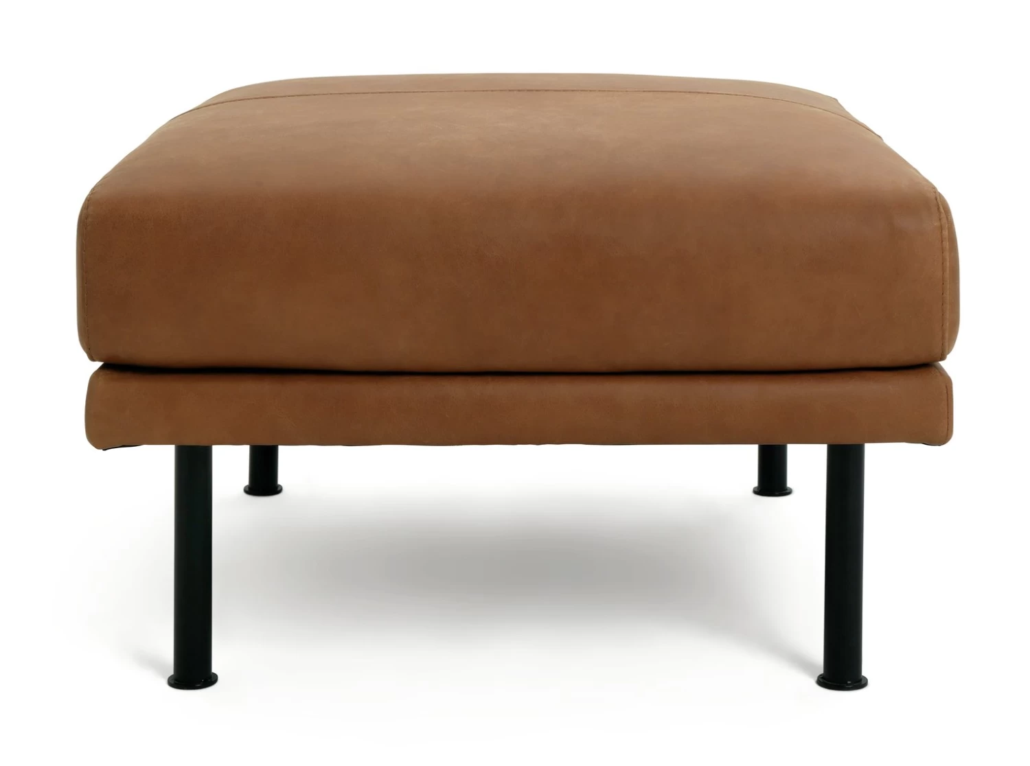 Habitat Moore Leather Ottoman Footstool - Tan 6 Habitat Moore Leather Ottoman Footstool - Tan - Image 4