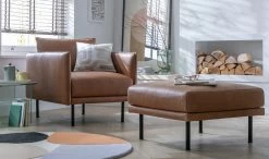 Habitat Moore Leather Ottoman Footstool - Tan 11 Habitat Moore Leather Ottoman Footstool - Tan -Habitat 2009432 R Z002C
