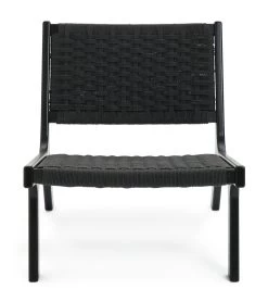 Habitat Faro Woven Paper Rope And Oak Accent Chair - Black -Habitat 2013112 R Z001A