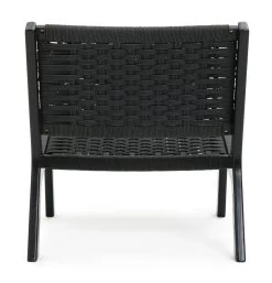 Habitat Faro Woven Paper Rope And Oak Accent Chair - Black -Habitat 2013112 R Z003A