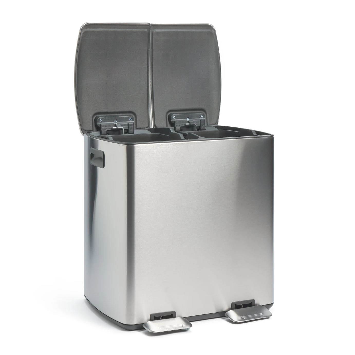 Habitat 40 Litre Twin Compartment Pedal Bin - Silver 4 Habitat 40 Litre Twin Compartment Pedal Bin - Silver - Image 2