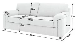 Habitat Florence Fabric 3 Seater Sofa - Cream -Habitat 2077835 R E001