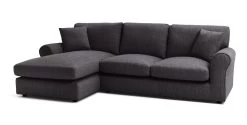 Habitat Lisbon Fabric Left Hand Corner Chaise Sofa- Charcoal