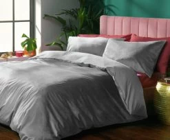 Habitat Plain Velvet Silver Bedding Set - Double -Habitat 2159162 R Z004A