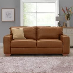 Habitat Eton Leather 3 Seater Sofa - Chocolate