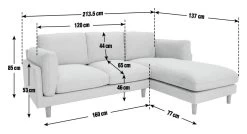 Habitat Salome Fabric Right Hand Corner Chaise Sofa - Grey 14 Habitat Salome Fabric Right Hand Corner Chaise Sofa - Grey -Habitat 2654344 R E001