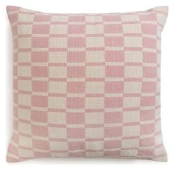 Habitat Checker Board Cushion - White & Pink - 43x43cm