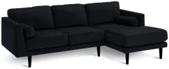Habitat Jacob Velvet Right Hand Corner Sofa - Black