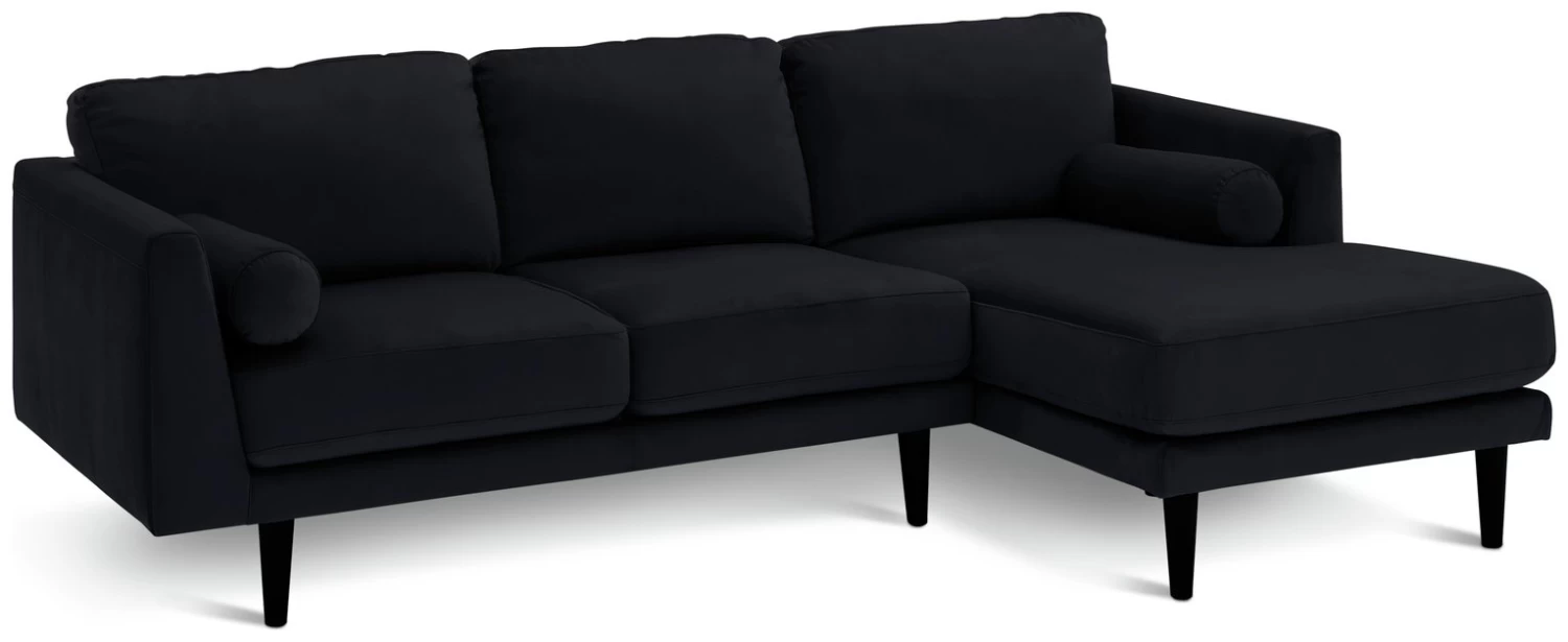 Habitat Jacob Velvet Right Hand Corner Sofa - Black 3 Habitat Jacob Velvet Right Hand Corner Sofa - Black