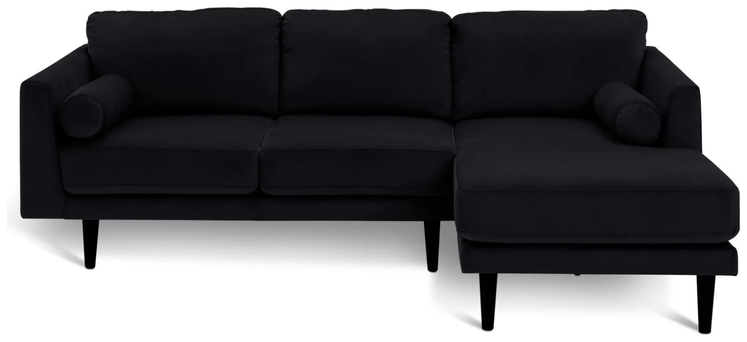 Habitat Jacob Velvet Right Hand Corner Sofa - Black 6 Habitat Jacob Velvet Right Hand Corner Sofa - Black - Image 4
