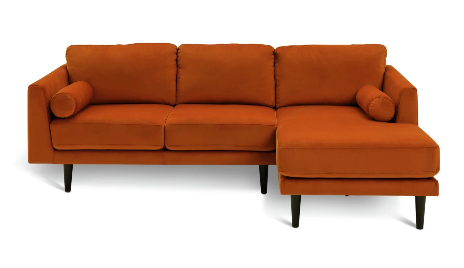 Habitat Jacob Velvet Right Hand Corner Sofa - Orange 4 Habitat Jacob Velvet Right Hand Corner Sofa - Orange - Image 2
